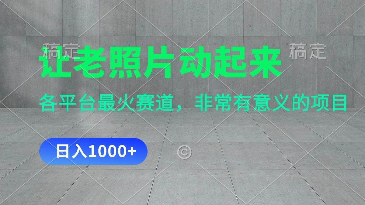 让老照片动起来，一天变现1000+，各平台最火赛道，看完就会-创客资源阁