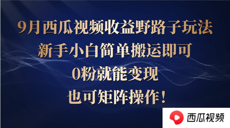 西瓜视频收益野路子玩法，新手小白简单搬运即可，0粉就能变现，也可矩…-创客资源阁