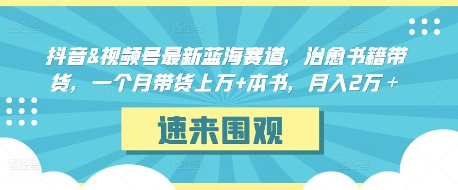 抖音&视频号最新蓝海赛道，治愈书籍带货，一个月带货上万+本书，月入2万＋【揭秘】-创客资源阁