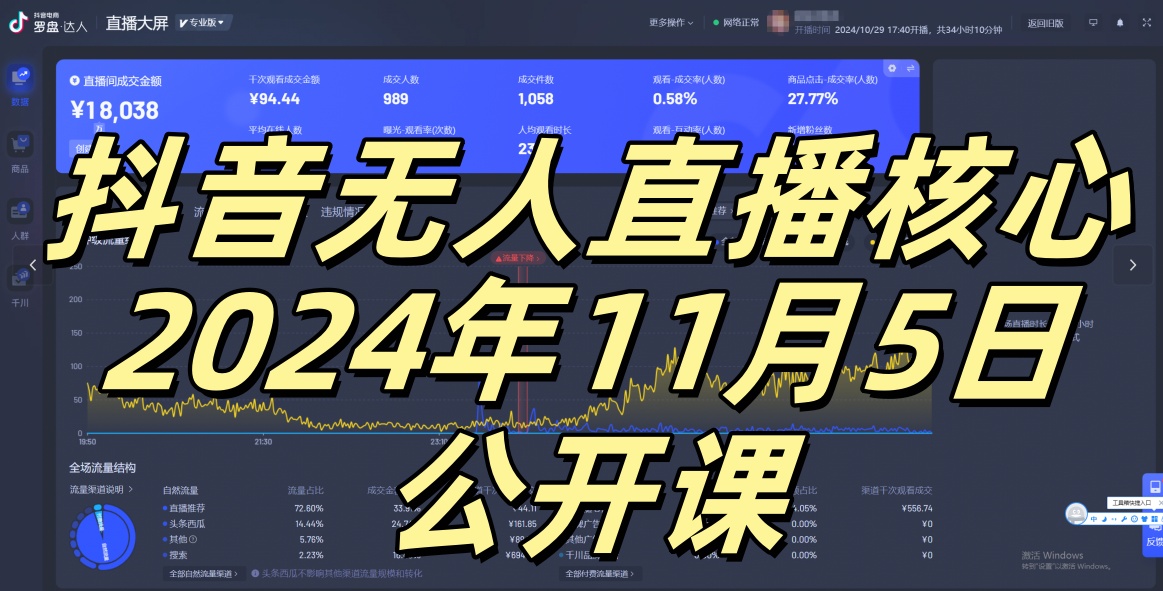 抖音无人直播核心公开课，咸鱼翻身小白可做带有睡后收入月入过万太简单【揭秘】-创客资源阁