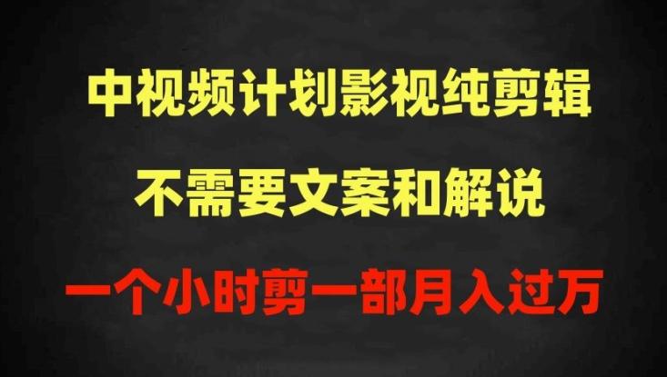 中视频计划影视纯剪辑，不需要文案和解说，一个小时剪一部，100%过原创月入过万【揭秘】-创客资源阁