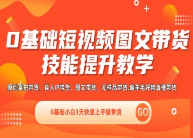 0基础短视频图文带货实操技能提升教学(直播课+视频课),0基础小白3天快速上手做带货-创客资源阁