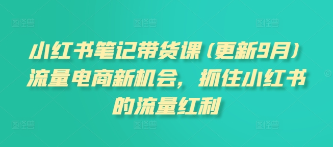 小红书笔记带货课(更新9月)流量电商新机会，抓住小红书的流量红利-创客资源阁