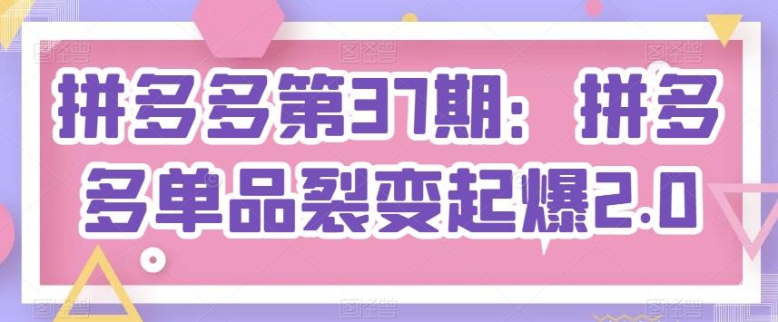 拼多多第37期：拼多多单品裂变起爆2.0-创客资源阁