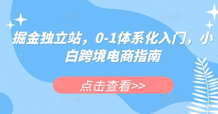 掘金独立站，0-1体系化入门，小白跨境电商指南-创客资源阁