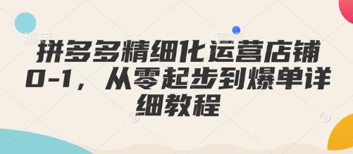 拼多多精细化运营店铺0-1，从零起步到爆单详细教程-创客资源阁