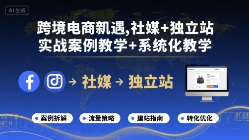 跨境电商新机遇，社媒+独立站，实战案例教学+系统化教学-破局灯塔