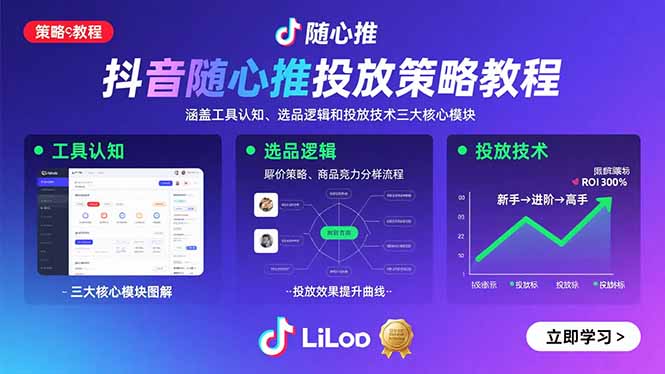抖音随心推投放策略教程：涵盖工具认知、选品逻辑和投放技术三大核心模块-破局灯塔