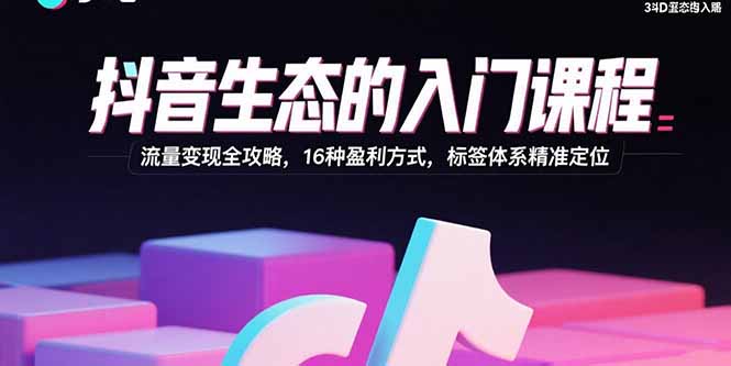 抖音生态的入门课程：流量变现全攻略，16种盈利方式，标签体系精准定位-破局灯塔