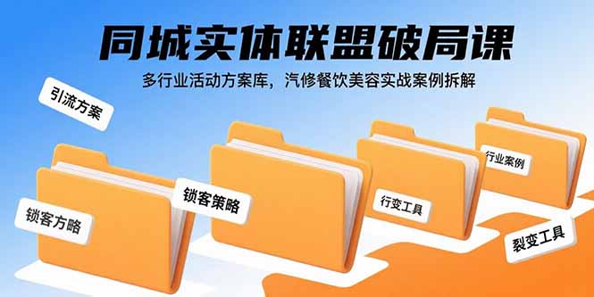 同城实体联盟破局课，多行业活动方案库，汽修餐饮美容实战案例拆解-破局灯塔
