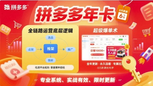 拼多多年卡【8月更新6节】拼多多全链路运营底层逻辑，超级爆单术-破局灯塔