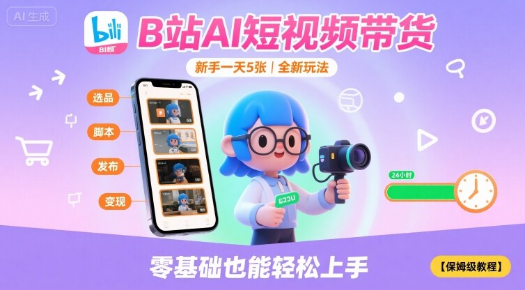 B站AI短视频带货，新手一天5张，全新玩法【保姆级教程】-破局灯塔