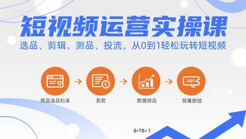 短视频运营实操课，选品、剪辑、测品、投流，从0到1轻松玩转短视频-破局灯塔