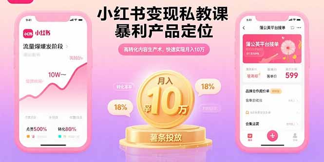 小红书变现私教课，暴利产品定位，高转化内容生产术，快速实现月入10万-破局灯塔