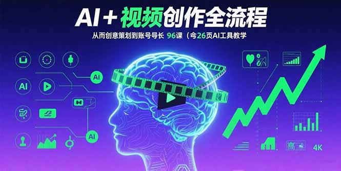 AI+短视频创作全流程：从创意策划到账号增长，96节课(含26项AI工具教学-破局灯塔