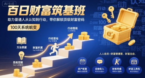 百日财富筑基班，助力普通人从认知到行动，带你解锁顶级财富密码-破局灯塔