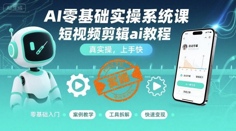 AI零基础实操系统课，短视频剪辑ai教程，真实操，上手快-破局灯塔