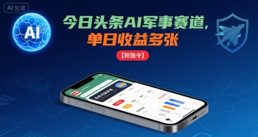 今日头条AI军事赛道，单日收益多张 ，手机可做【附指令】-破局灯塔