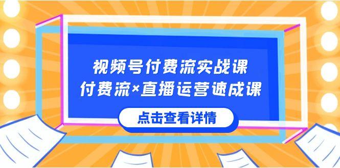 视频号付费流实战课，付费流×直播运营速成课，让你快速掌握视频号核心运营技能-创客资源阁
