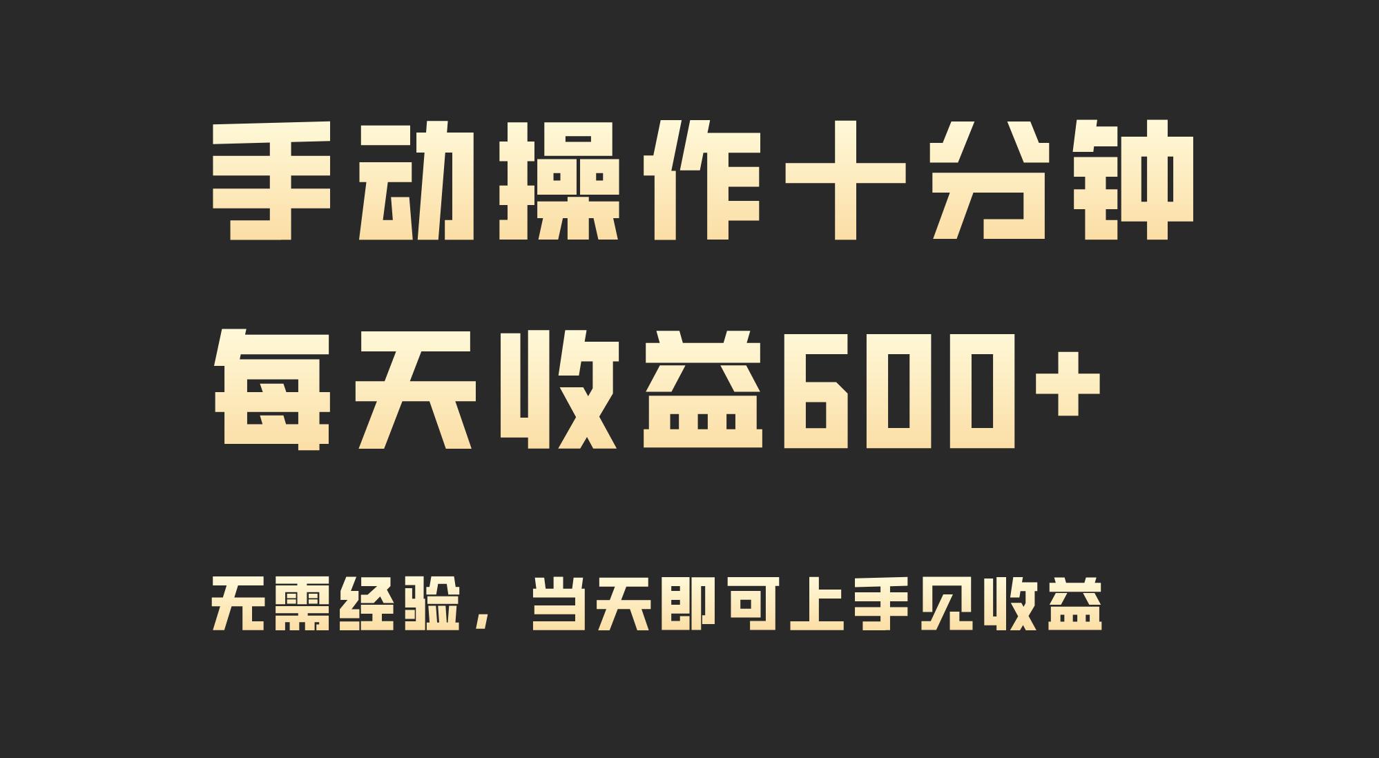 (9324期)手动操作十分钟，每天收益600+，当天实操当天见收益-创客资源阁