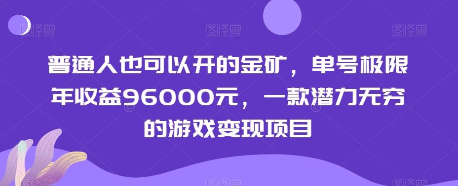 普通人也可以开的金矿，单号极限年收益96000元，一款潜力无穷的游戏变现项目【揭秘】-创客资源阁