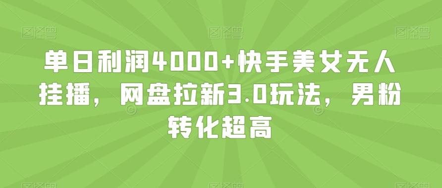 单日利润4000+快手美女无人挂播，网盘拉新3.0玩法，男粉转化超高【揭秘】-创客资源阁