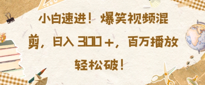 小白速进，爆笑视频混剪，日入3张，百万播放轻松破【揭秘】-创客资源阁