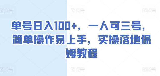 单号日入100+，一人可三号，简单操作易上手，实操落地保姆教程【揭秘】-创客资源阁