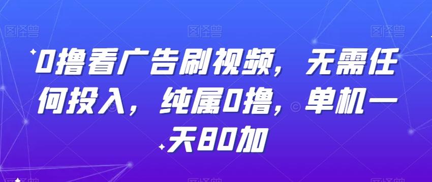 0撸看广告刷视频，无需任何投入，纯属0撸，单机一天80加-创客资源阁