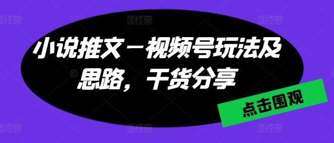 小说推文—视频号玩法及思路，干货分享-创客资源阁