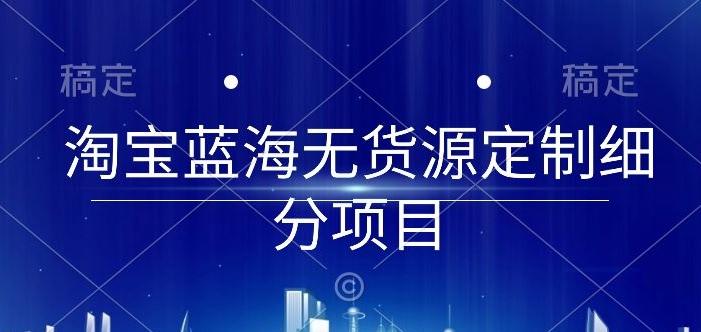 淘宝蓝海无货源定制细分项目，从0到起店实操全流程【揭秘】-创客资源阁