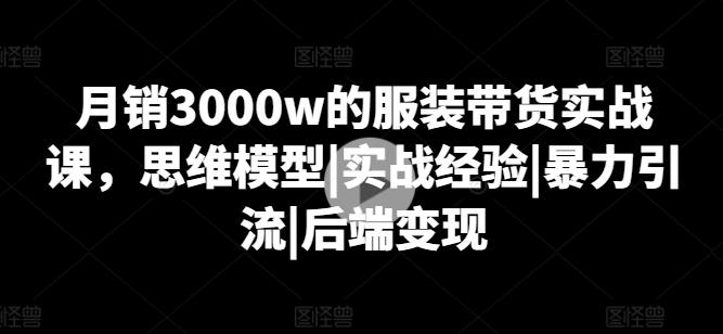月销3000w的服装带货实战课，思维模型|实战经验|暴力引流|后端变现-创客资源阁