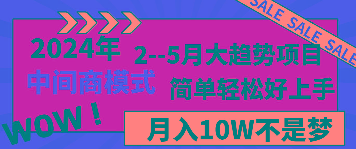 2024年2–5月大趋势项目，利用中间商模式，简单轻松好上手，轻松月入10W…-创客资源阁