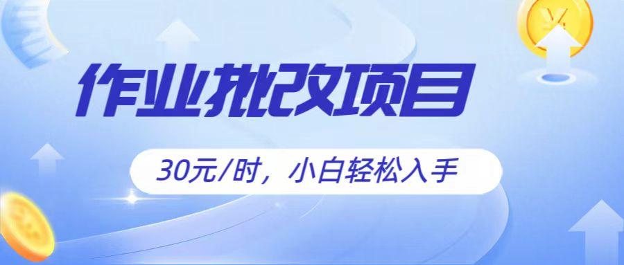 作业批改项目30元/时，简单小白轻松入手，非常适合兼职-创客资源阁