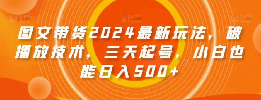 图文带货2024最新玩法，破播放技术，三天起号，小白也能日入500+【揭秘】-创客资源阁