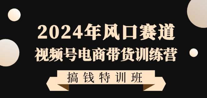 2024年风口赛道视频号电商带货训练营搞钱特训班，带领大家快速入局自媒体电商带货-创客资源阁