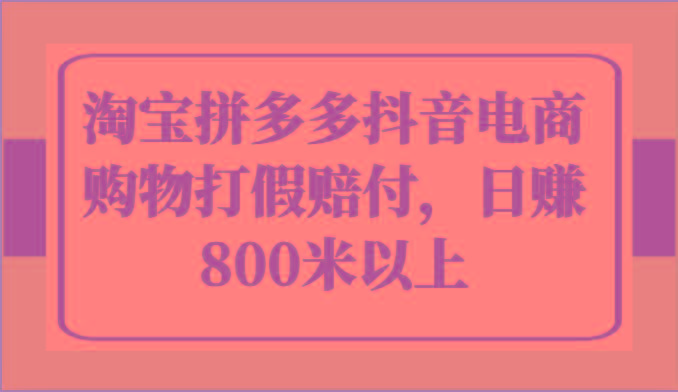 淘宝拼多多抖音电商购物打假赔付，日赚800米以上-创客资源阁
