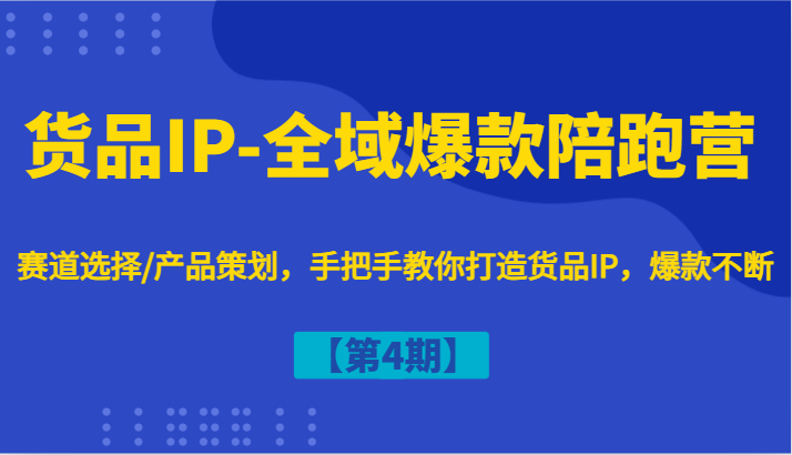 货品IP-全域爆款陪跑营【第4期】赛道选择/产品策划，手把手教你打造货品IP，爆款不断-创客资源阁