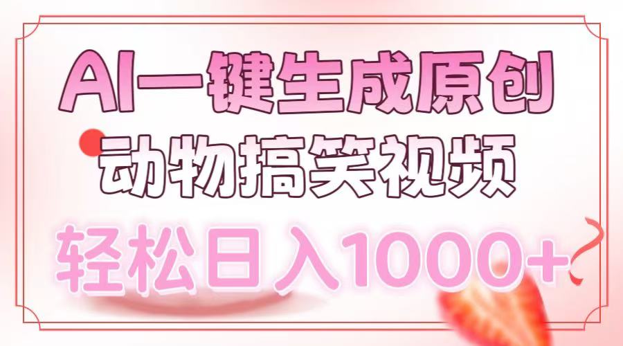 AI一键生成原创动物搞笑视频，轻松日入1000+-创客资源阁