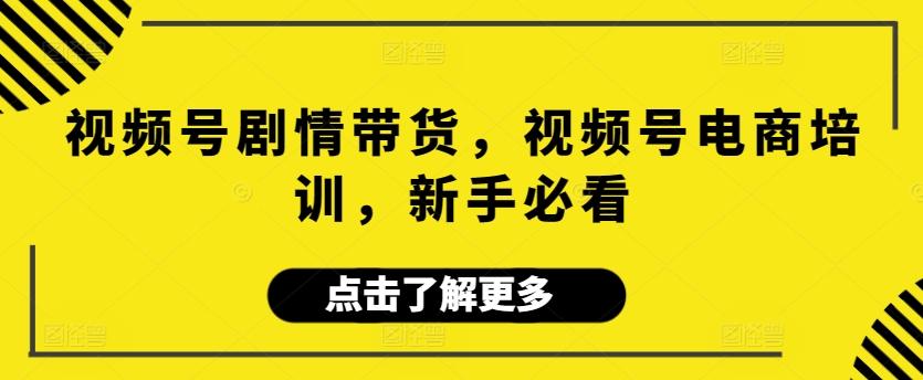 视频号剧情带货，视频号电商培训，新手必看-创客资源阁