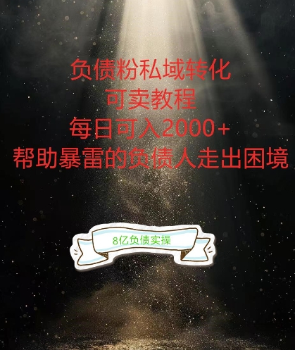 负债粉掘金计划，帮助负债者解决问题，债务规划，债务重组，最好的变现方式【揭秘】-创客资源阁
