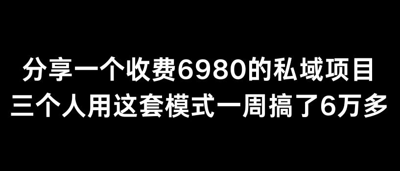 分享一个外面卖6980的私域项目三个人用这套模式一周搞了6万多【揭秘】-创客资源阁