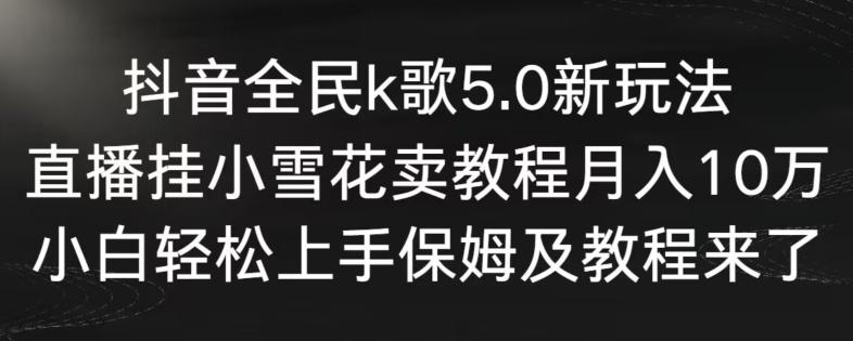抖音全民k歌5.0新玩法，直播挂小雪花卖教程月入10万，小白轻松上手，保姆及教程来了【揭秘】-创客资源阁
