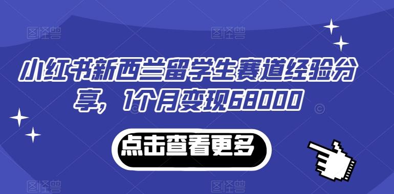 小红书新西兰留学生赛道经验分享，1个月变现68000【揭秘】-创客资源阁