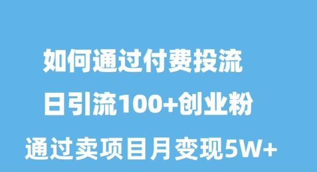 如何通过付费投流日引流100+创业粉月变现5W+-创客资源阁