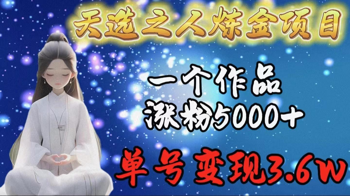 (9693期)天选之人炼金项目，一个作品涨粉5000+，单号变现3.6w-创客资源阁