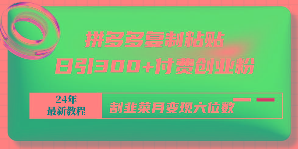 拼多多复制粘贴日引300+付费创业粉，割韭菜月变现六位数最新教程！-创客资源阁