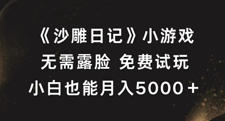 《沙雕日记》小游戏，无需露脸免费试玩，小白也能月入5000+【揭秘】-创客资源阁