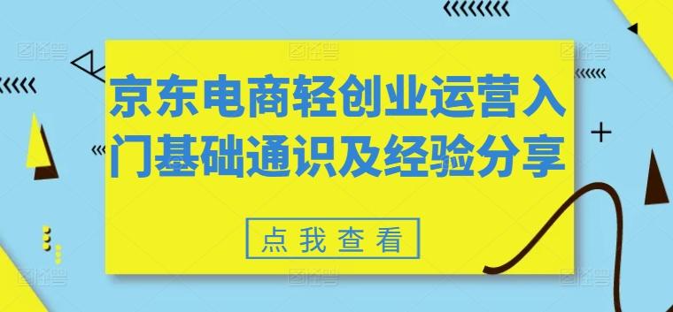 京东电商轻创业运营入门基础通识及经验分享-创客资源阁