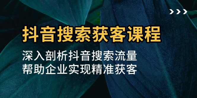 抖音搜索获客课程：深入剖析抖音搜索流量，帮助企业实现精准获客-创客资源阁